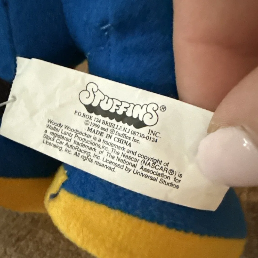 Vintage‎ 1999 Woody Woodpecker Nascar Plush by Stuffins with helmet 9